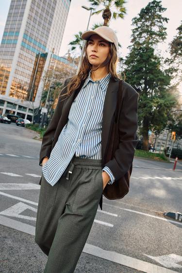 JOGGING TROUSERS WITH ELASTICATED CUFFS - Khaki marl by Zara