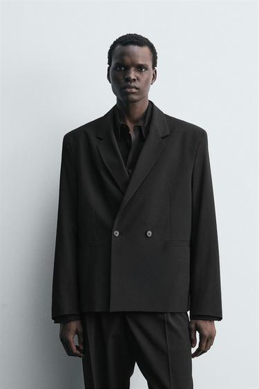 DOUBLE-BREASTED WOOL BLAZER - Black by Zara