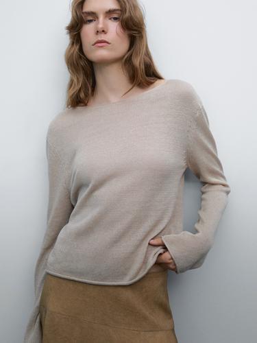 Zara Flounce linen blend midi skirt - Earth
