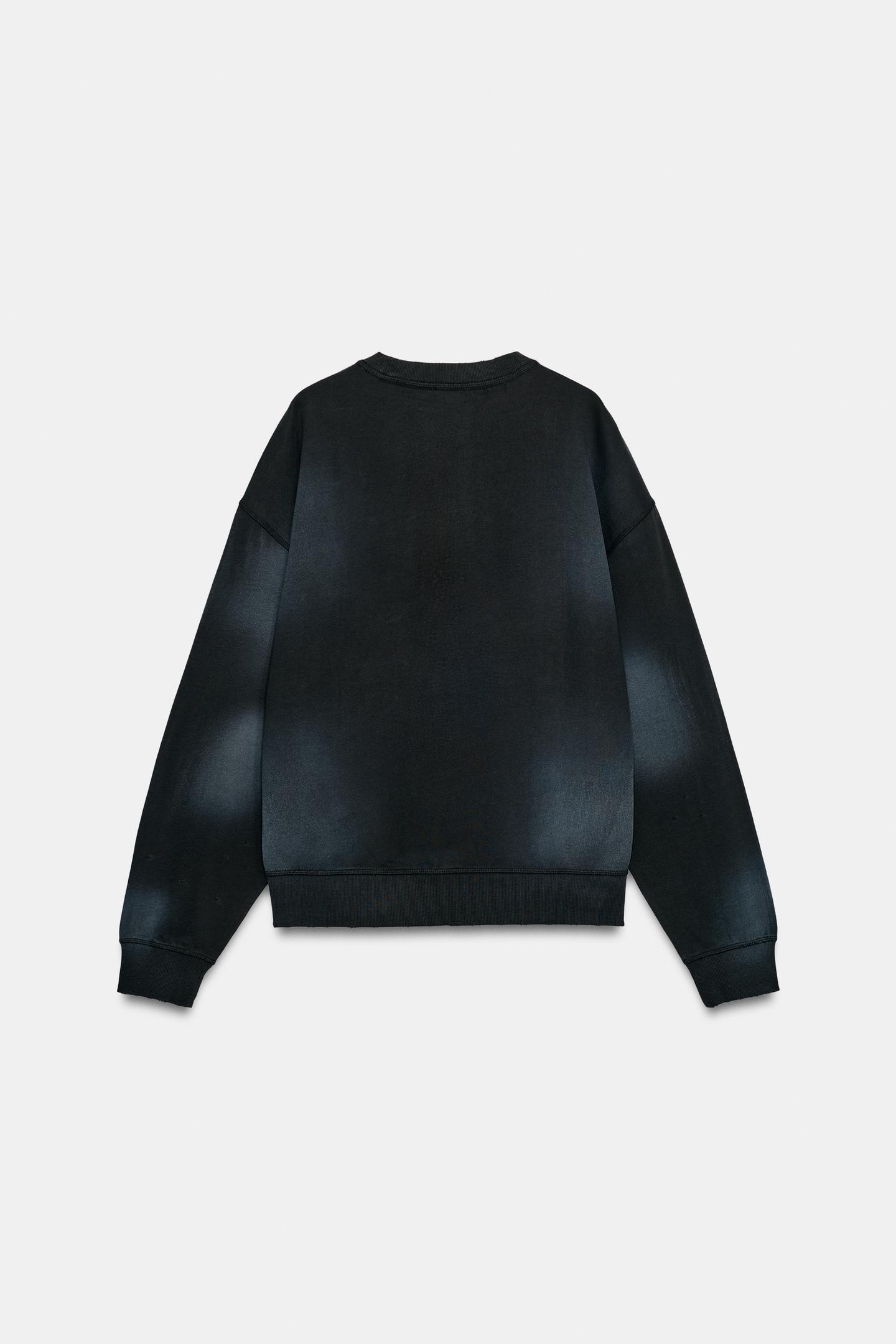 Женская толстовка Zara Washed-Effect, цвет: Чёрный — фото 5