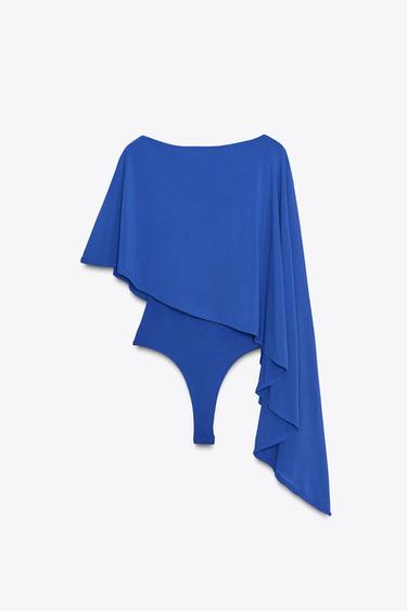 ASYMMETRIC CAPE BODYSUIT - Blue by Zara - Image 6