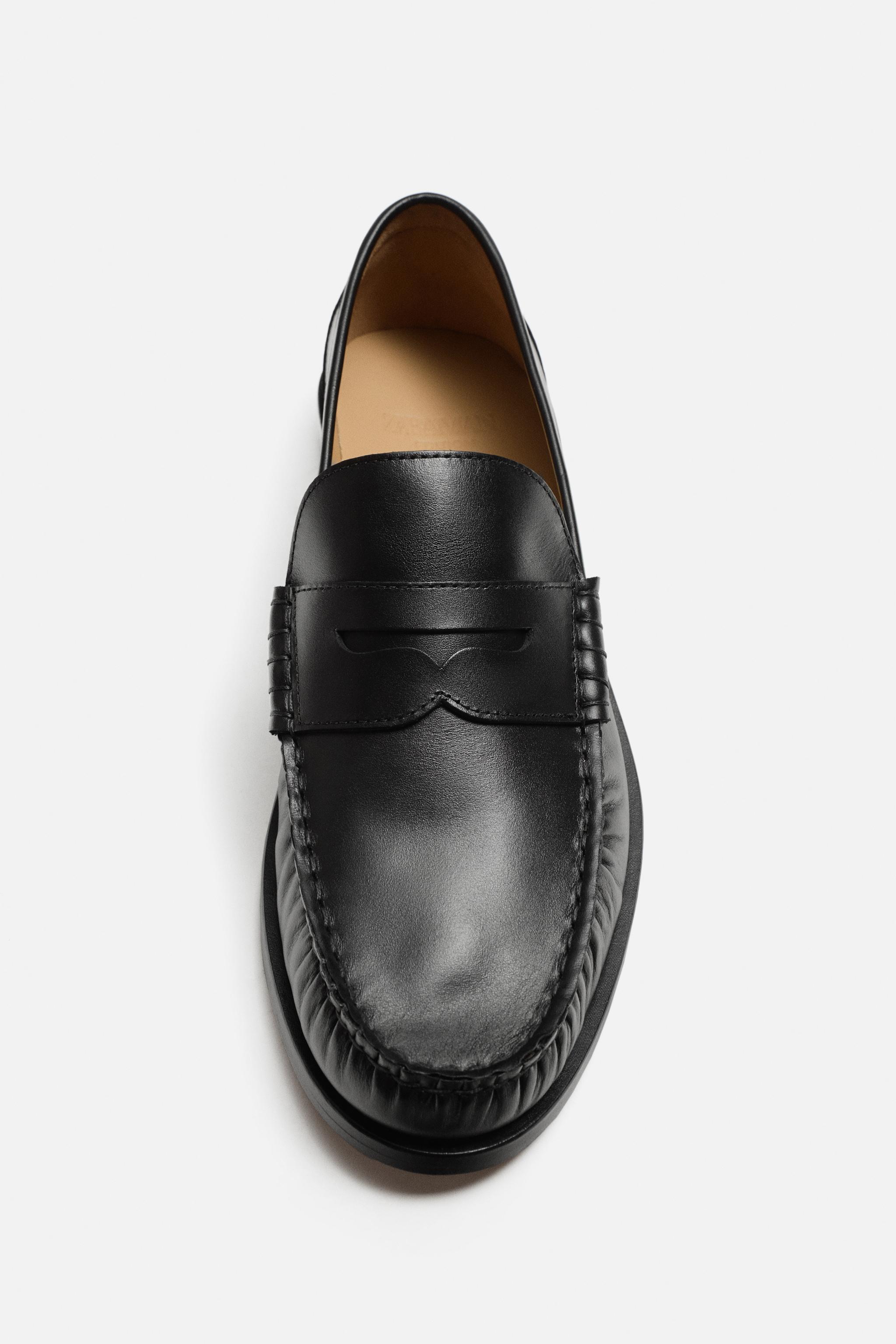 レザーペニーストラップローファー - ブラック | ZARA Japan / 日本