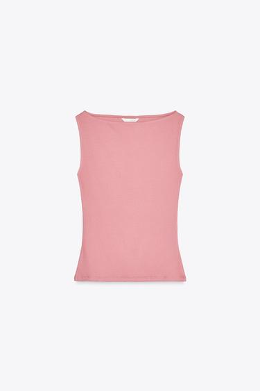 RIBBED TOP - Dusty pink by Zara