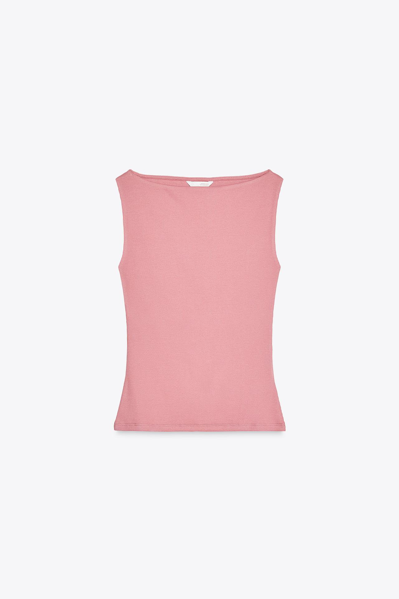 CAMISETA RIB - Rosa empolvado de Zara