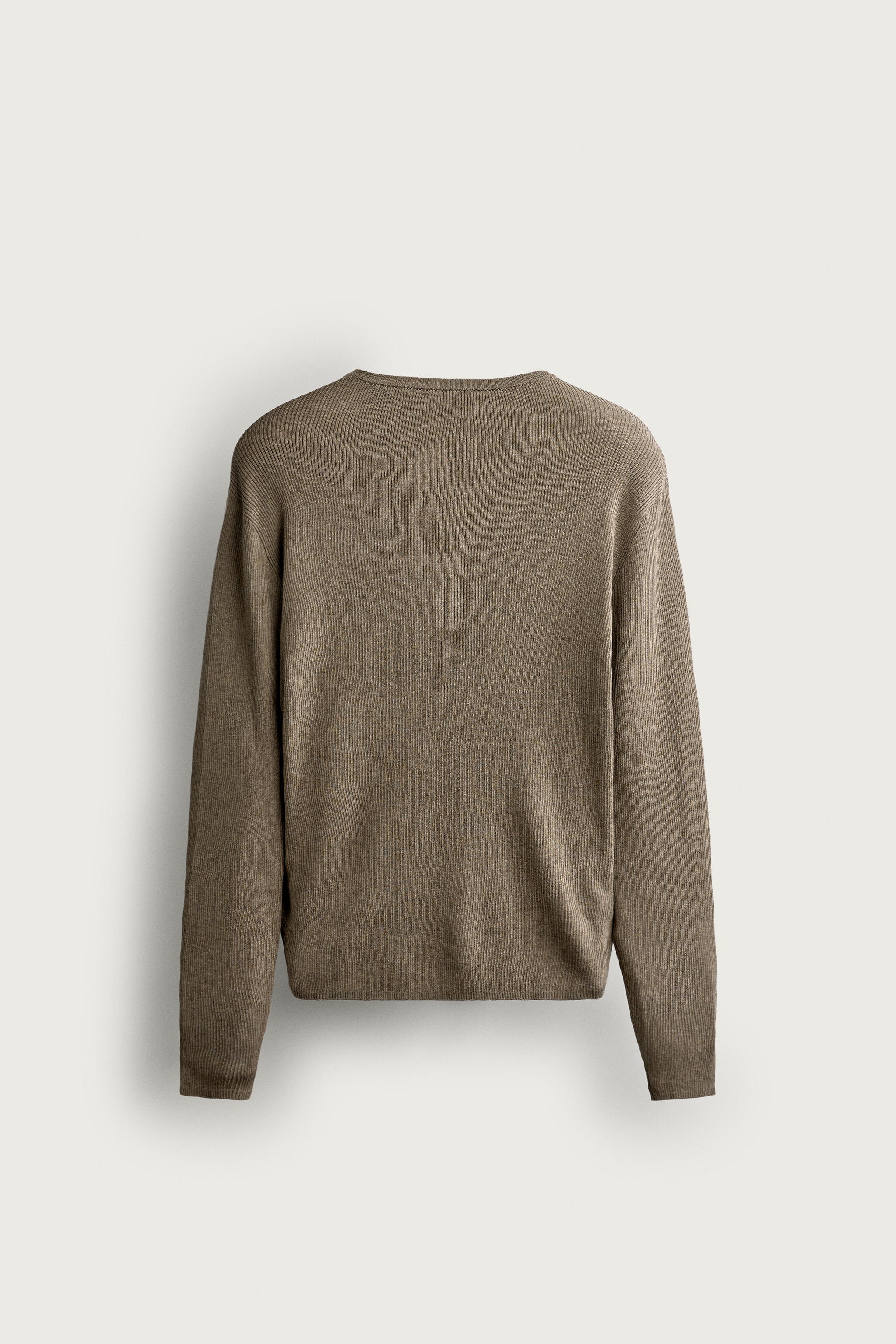 Мужские футболки Zara KNIT HENLEY T-SHIRT — фото 8