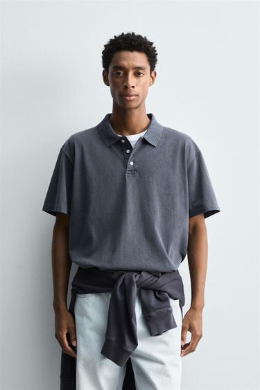 WASHED RELAXED FIT POLO SHIRT - Faded blue by Zara