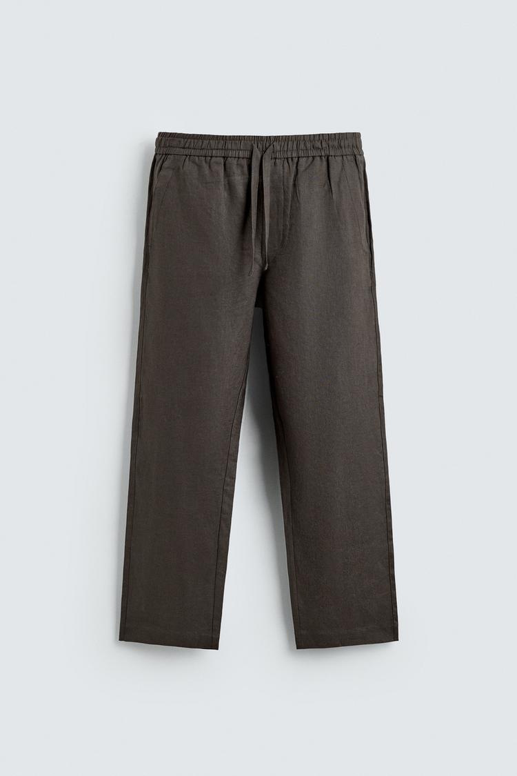 ZARA 100% LINEN RELAXED FIT TROUSERS