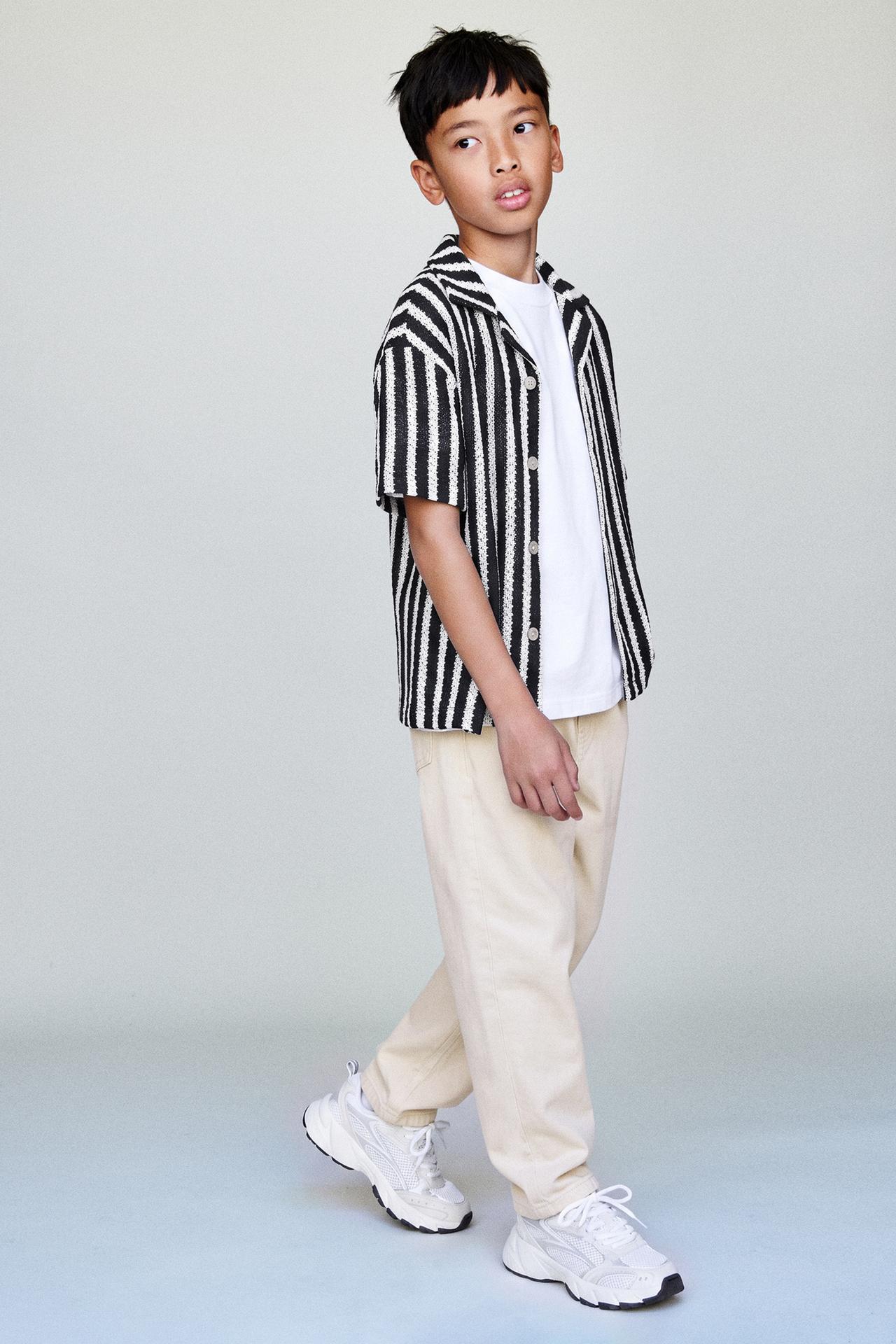 STRIPED KNIT SHIRT — Black