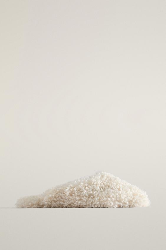 FAUX SHEARLING MULE SLIPPERS - Beige by Zara - Image 0