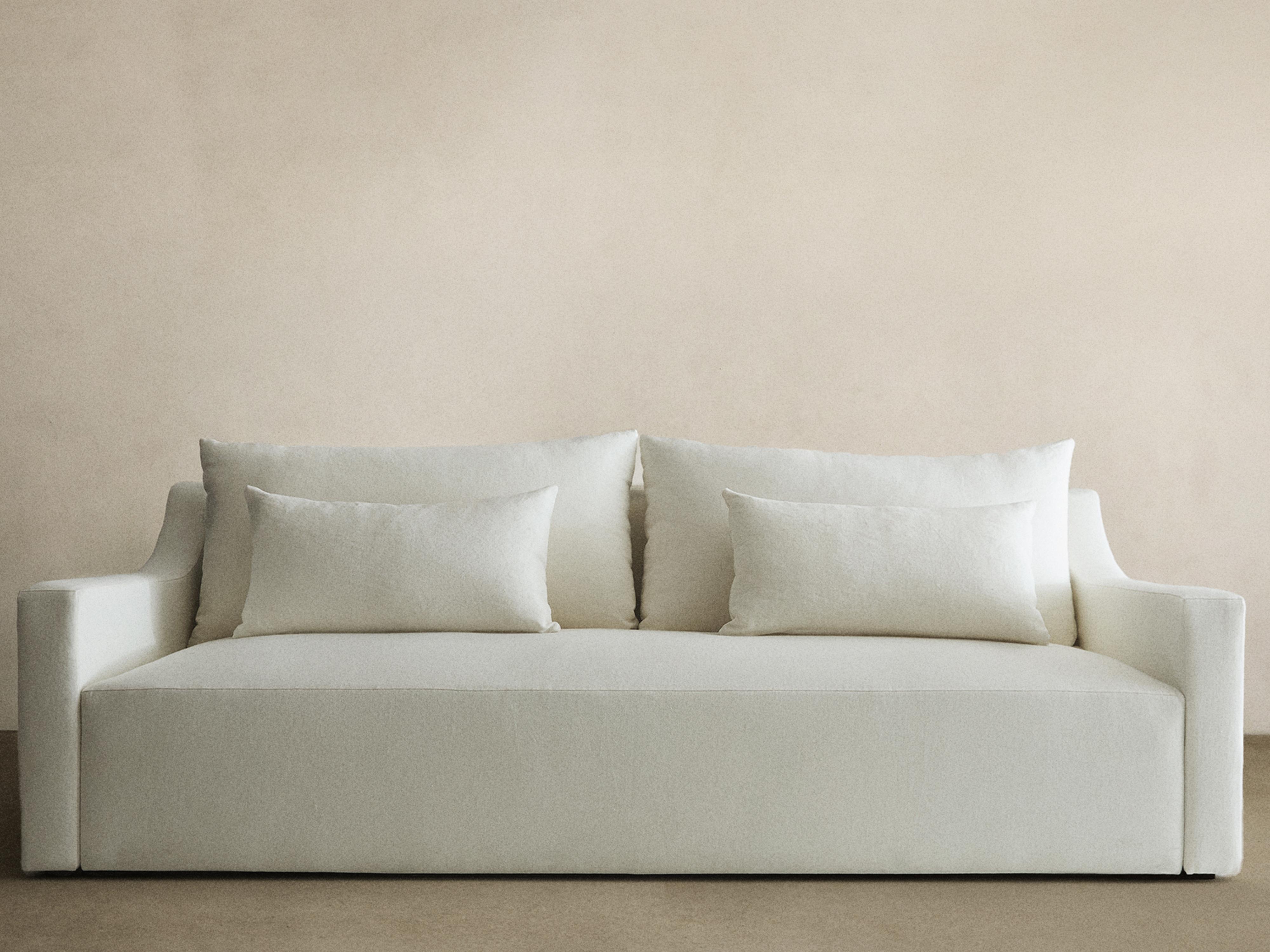 WASHED LINEN SOFA — Oyster-white