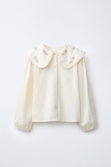 6-14 YEARS/ EMBROIDERED FLOWER PYJAMAS - Ecru by Zara - Image 1