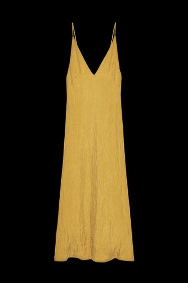 VESTIDO MIDI FLUIDO - Mostaza de Zara