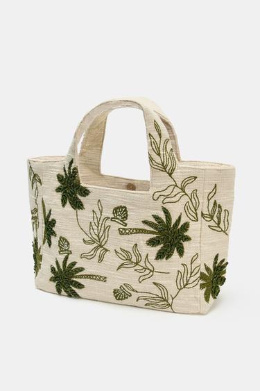 EMBROIDERED FABRIC TOTE BAG - Ecru by Zara - Image 2