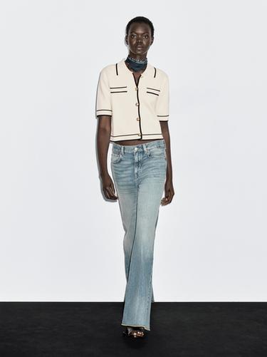 Zara Short sleeve cardigan with button details - Ecru