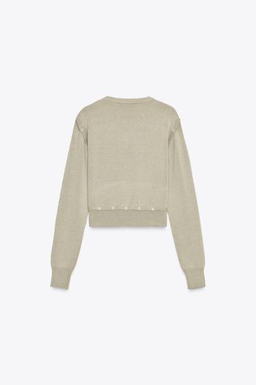 BUTTON DETAIL KNIT SWEATER - Beige by Zara - Image 9