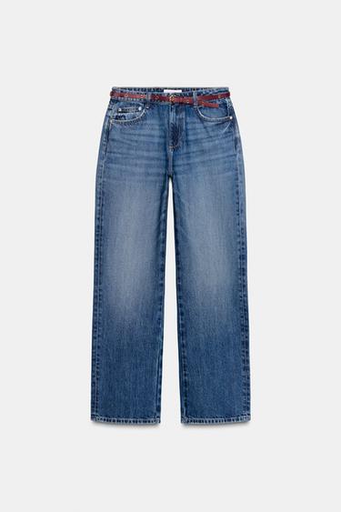 JEANS Z1975 REGULAR FIT CINTURA ALTA CINTO - Azul da Zara