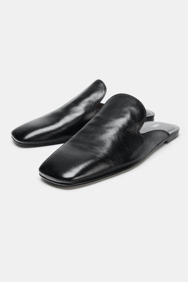 LEATHER MULE LOAFERS - Black by Zara - Image 3