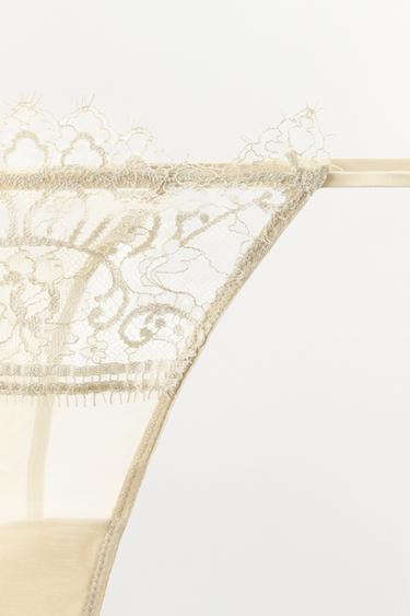 TANGA EN DENTELLE - Écru de Zara - Image 4