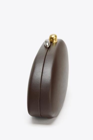 METALLIC CLOSURE CLUTCH - Chocolate de Zara - Image 3