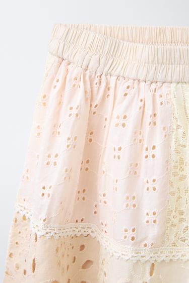 PATCHWORK SKIRT WITH SWISS EMBROIDERY - Beige-pink by Zara - Image 2