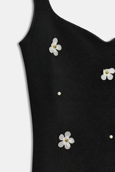 ROBE MIDI STRETCH FLEURS - Noir de Zara - Image 5