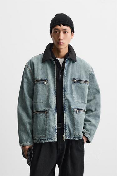 DENIM JACKET WITH CONTRAST COLLAR - Light blue by Zara