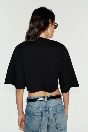 GILET EN MAILLE COURT - Noir de Zara - Image 3