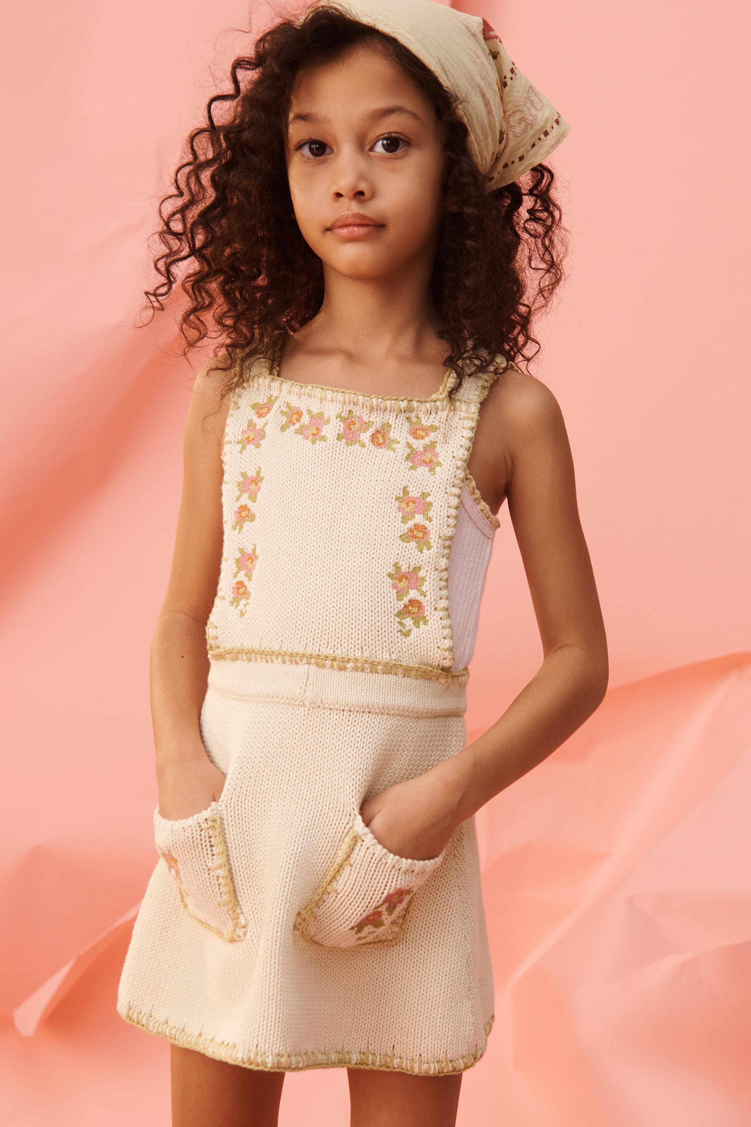 LIMITED EDITION EMBROIDERED CROSS-STITCH KNIT PINAFORE DRESS