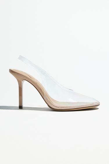 VINYL HIGH-HEEL SLINGBACK SHOES - Light beige by Zara