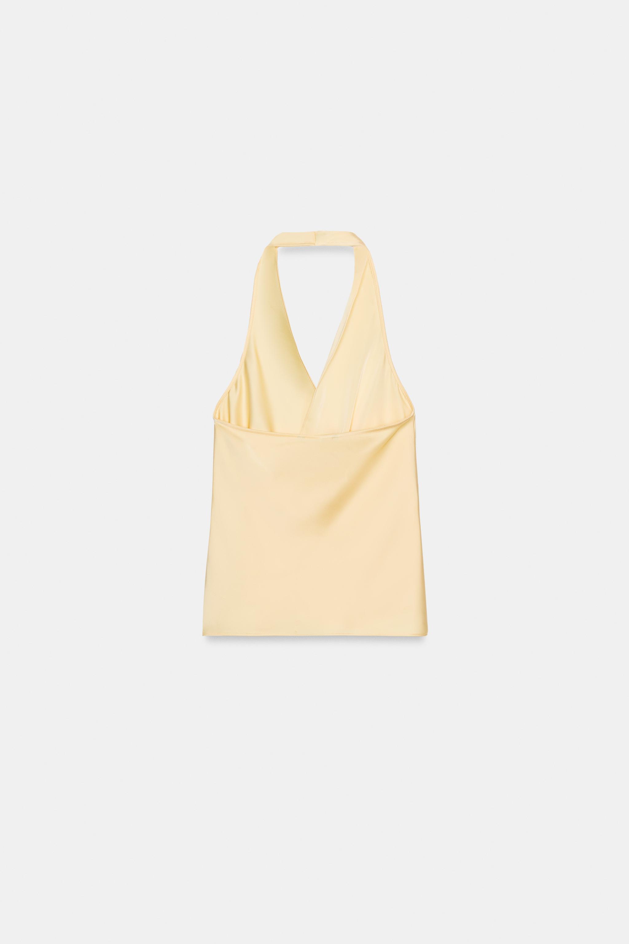 SATIN HALTER TOP - Light yellow | ZARA South Africa