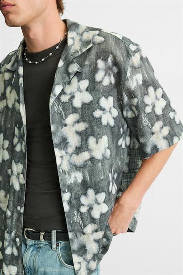 CHEMISE À IMPRIMÉ FLORAL ABSTRAIT - Gris de Zara - Image 4