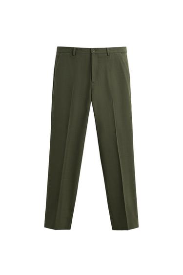 CALÇA DE TERNO COM LÃ - Verde da Zara