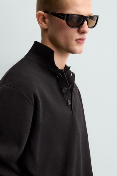 POLO DE MALHA RELAXED FIT - Preto da Zara
