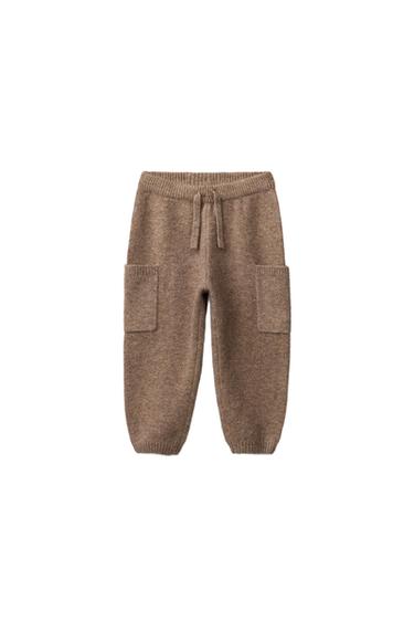 PANTALÓN PUNTO JOGGER - burdeos/crudo de Zara - Imagen 0