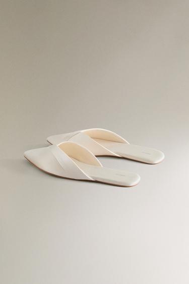 PLEATED SATEEN MULE SLIPPERS - Ecru White by Zara - Image 3