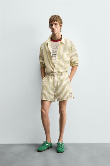 SHORTS RAYAS BORDADO - Amarillo de Zara