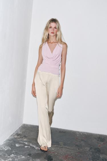 TOP FLUIDE DRAPÉ - Mauve de Zara