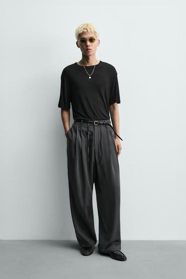 FLOWING PLEATED TROUSERS - Grey by Zara - Image 0