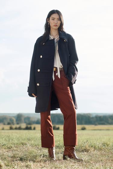 Zara LIMITED EDITION DOUBLE BREASTED WOOL BLEND COAT - Navy blue