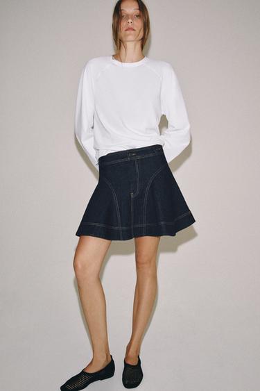 Zara ZW COLLECTION DENIM SKIRT - Blue - Image 0