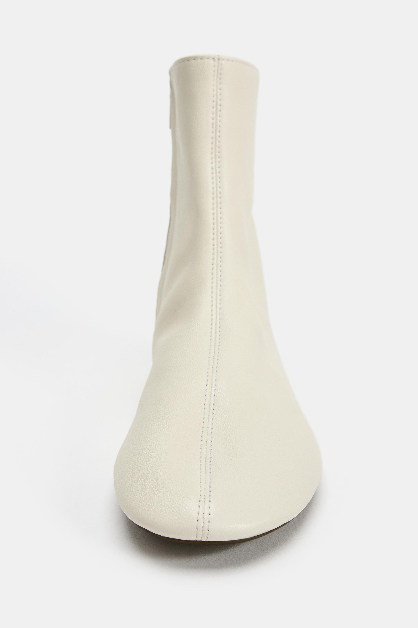Женские ботинки Zara Soft Leather Flat Ankle, цвет: Белый — фото 5