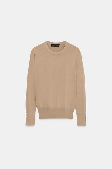 BASIS-STRIKTRØJE - gyldenbrun fra Zara