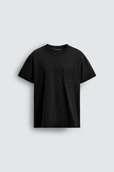 T-SHIRT DÉCONTRACTÉ À POCHE - Noir de Zara
