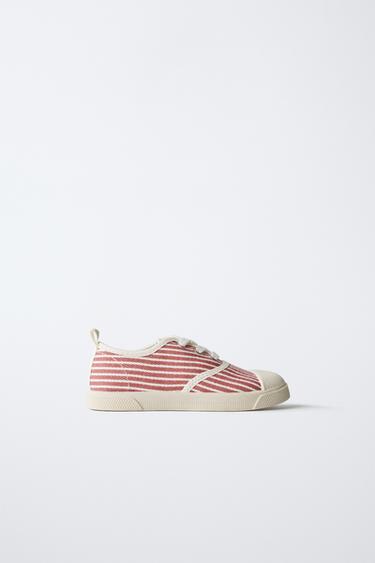 STRIPED COTTON PLIMSOLLS - Red by Zara - Image 0