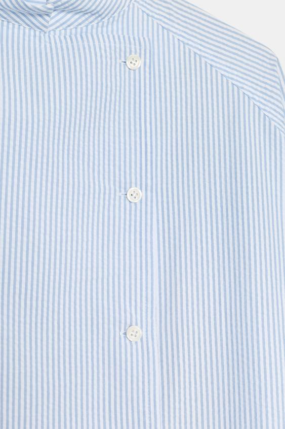 ZWコレクション アシンメトリーストライプシャツ - 青色/白色 | ZARA 