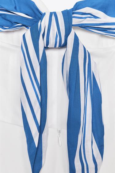STRIPED SCARF PRINT CUT-OUT PLAYSUIT - White by Zara - Image 2