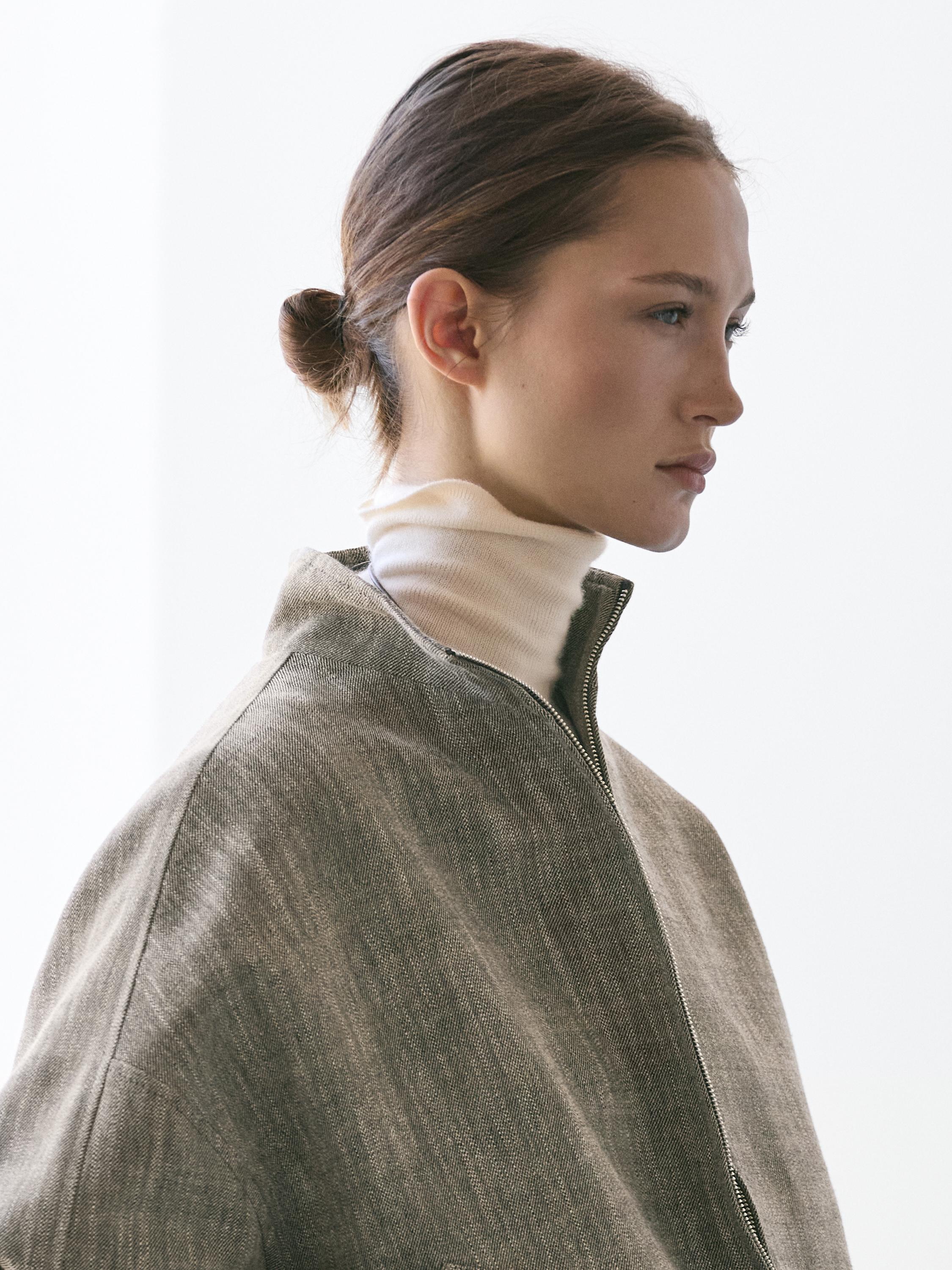 Flecked bomber jacket with scarf