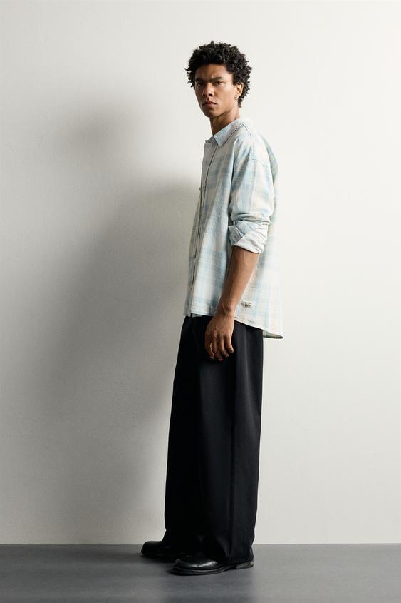 CHEMISE COUPE DÉCONTRACTÉE À CARREAUX - Bleu de Zara - Image 3