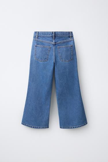JEANS WIDE LEG PARCHES ESTRELLAS - Azul de Zara