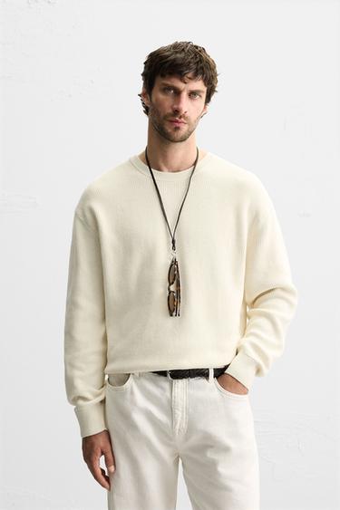 PURL KNIT SWEATER - Ecru by Zara